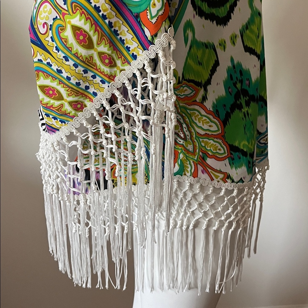 Chicos Colorful Paisley Fringe Top - Picture 9 of 15